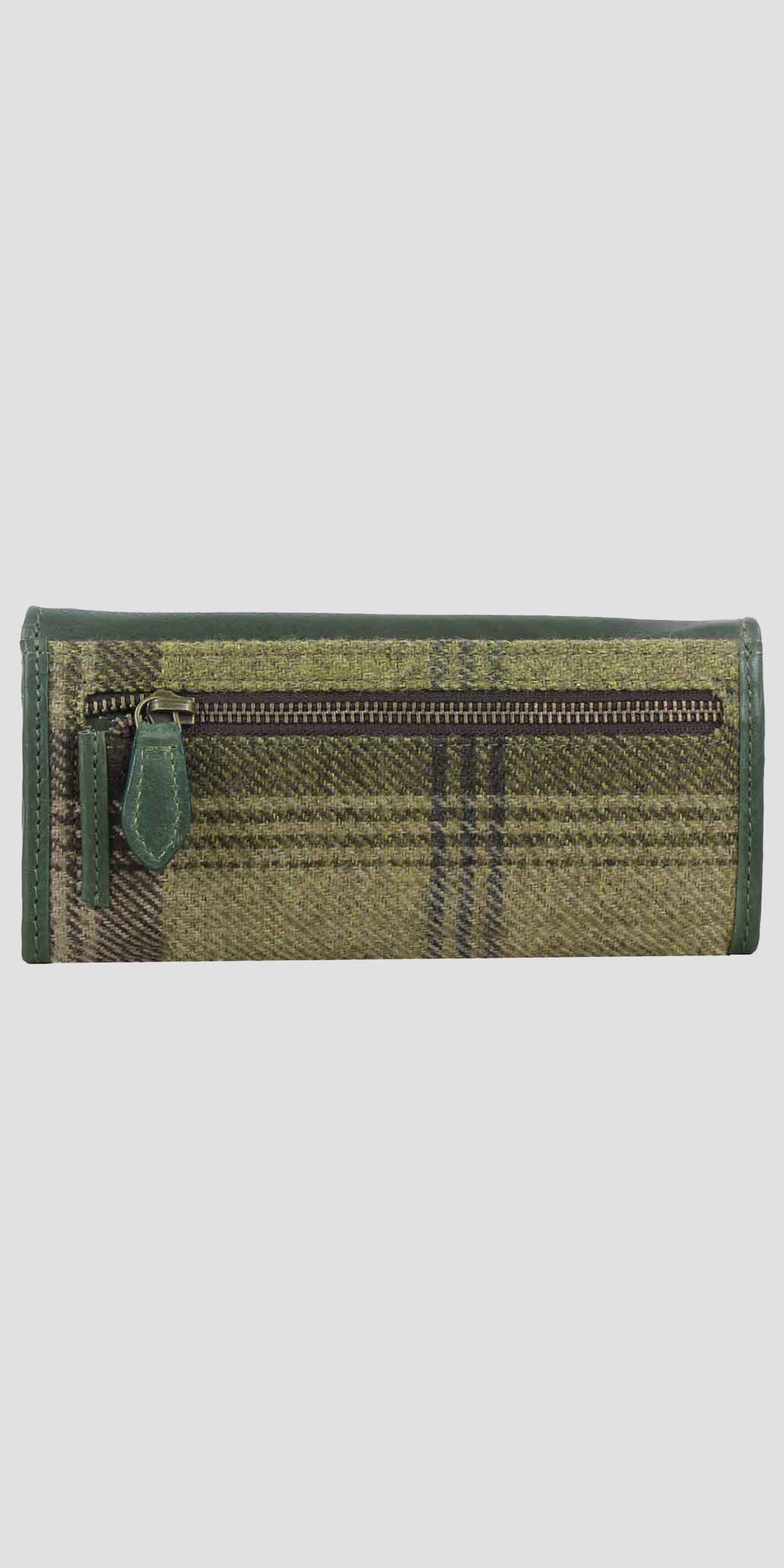 Lily Snaffle Purse in Leather and Tweed Green