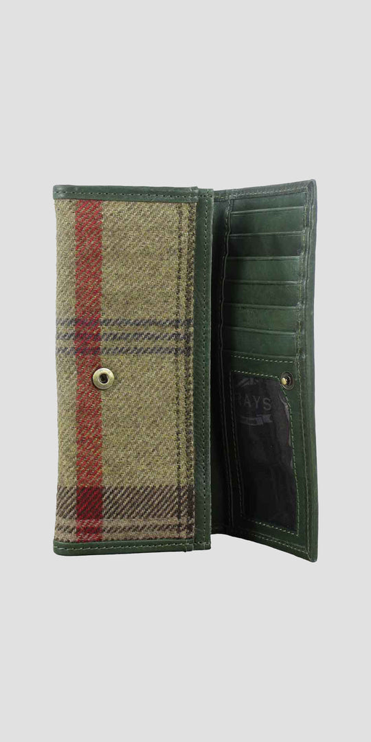 Lily Snaffle Purse in Leather and Tweed Green