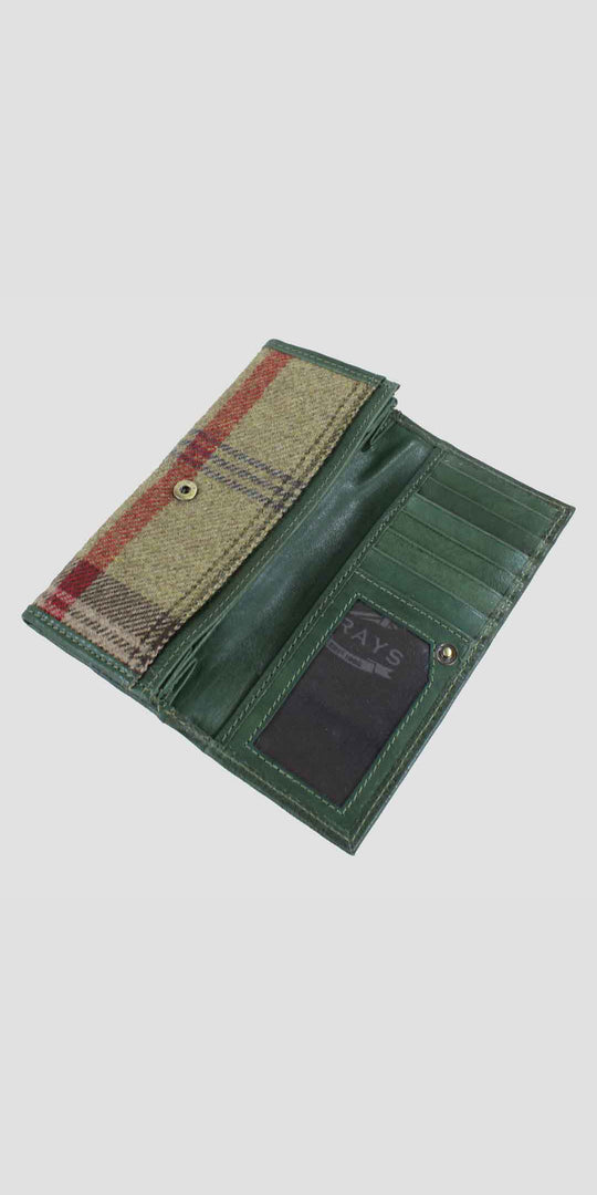 Lily Snaffle Purse in Leather and Tweed Green