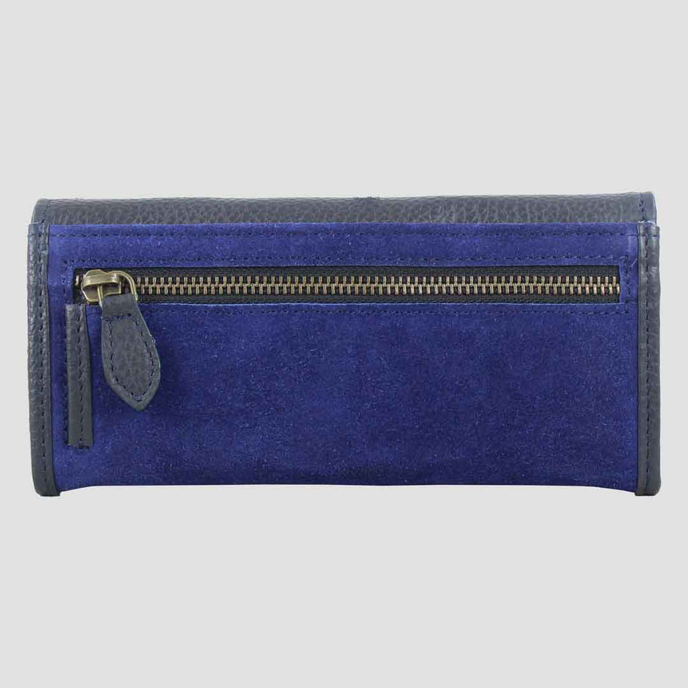 Lily Snaffle Purse in Leather and Suede Navy