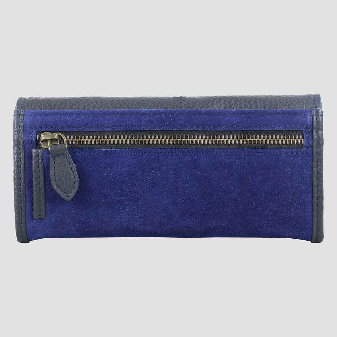 Lily Snaffle Purse in Leather and Suede Navy