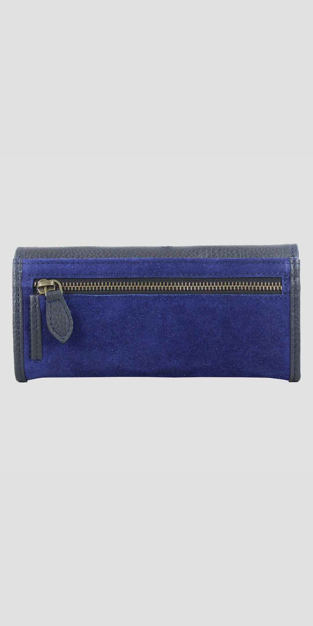 Lily Snaffle Purse in Leather and Suede Navy