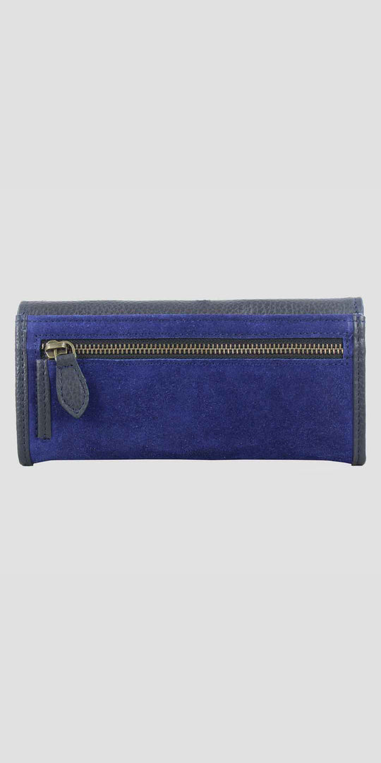 Lily Snaffle Purse in Leather and Suede Navy