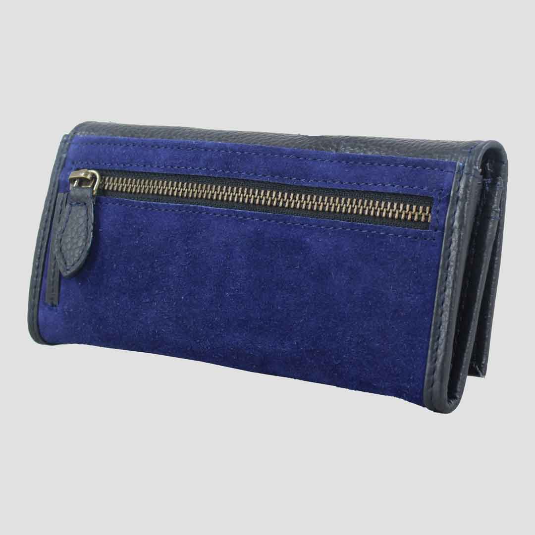 Lily Snaffle Purse in Leather and Suede Navy