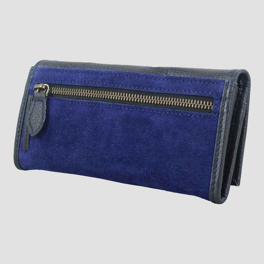 Lily Snaffle Purse in Leather and Suede Navy