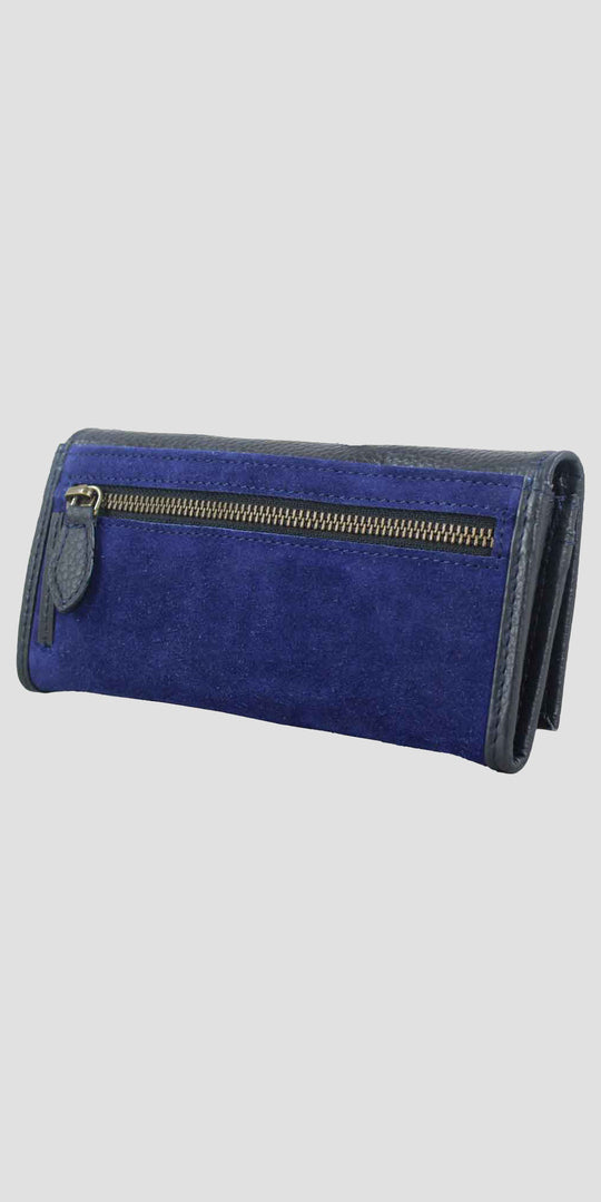 Lily Snaffle Purse in Leather and Suede Navy