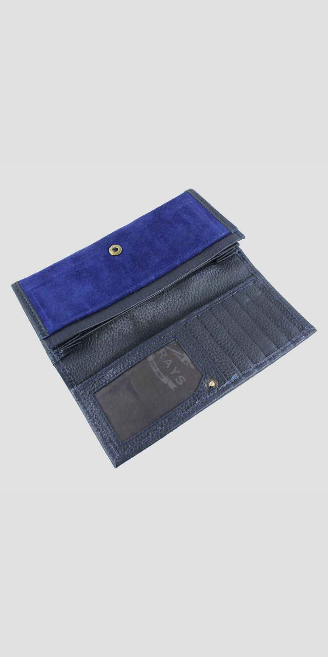 Lily Snaffle Purse in Leather and Suede Navy
