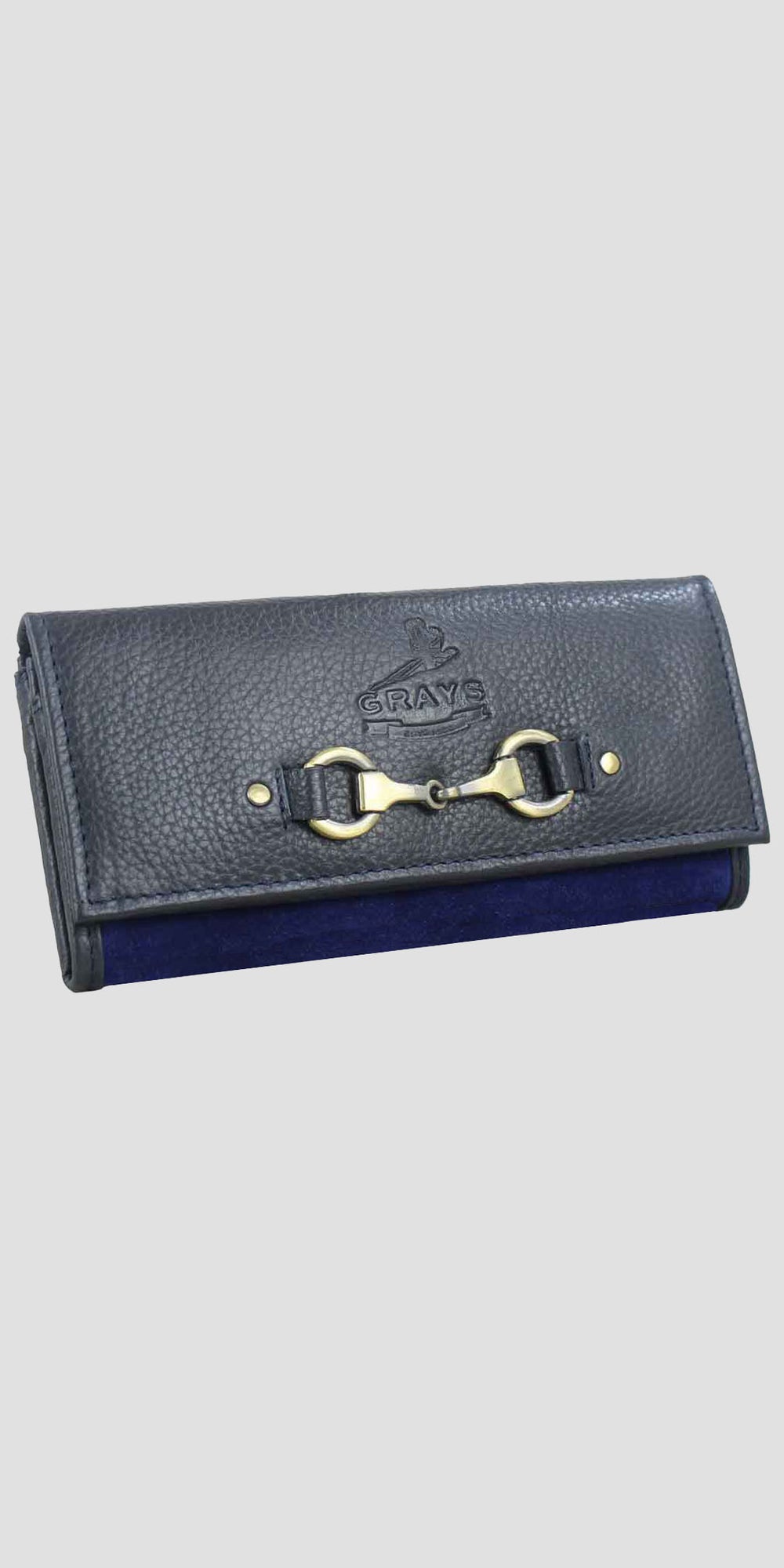 Lily Snaffle Purse in Leather and Suede Navy