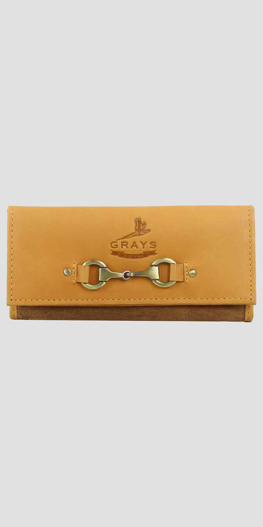 Lily Snaffle Purse in Smooth Tan Leather and Suede
