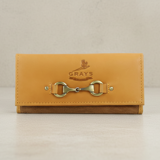 Lily Snaffle Purse Smooth Tan Leather Suede