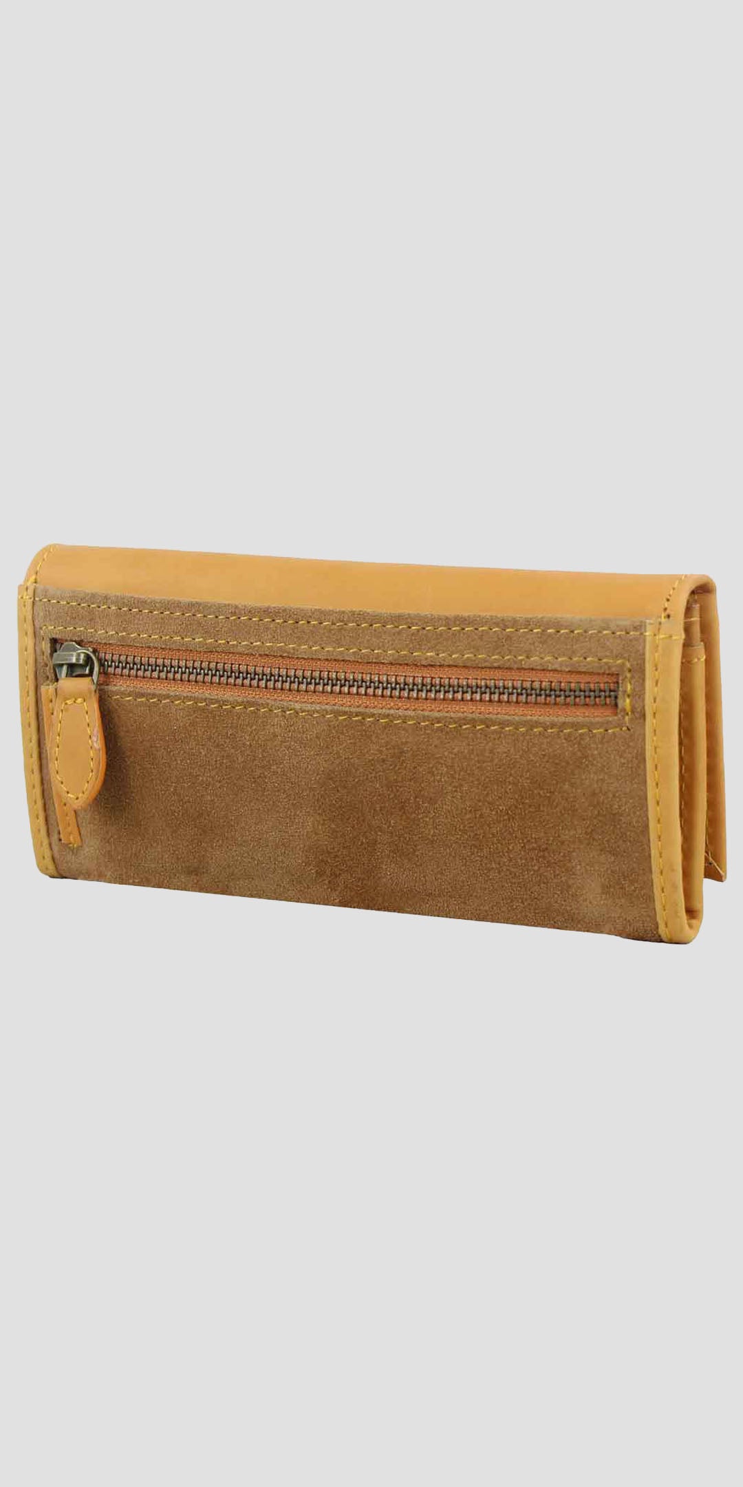 Lily Snaffle Purse in Smooth Tan Leather and Suede