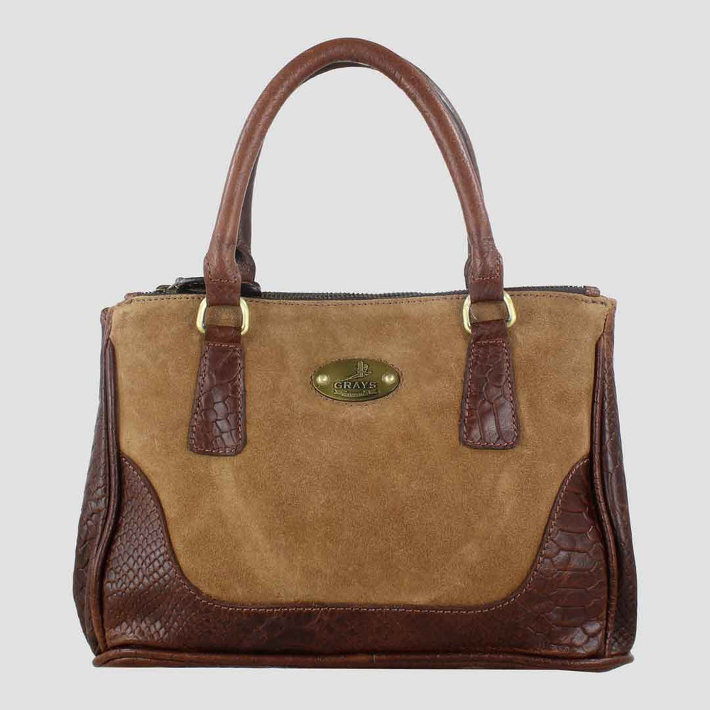 Jodie Handbag in Croc Leather with Suede