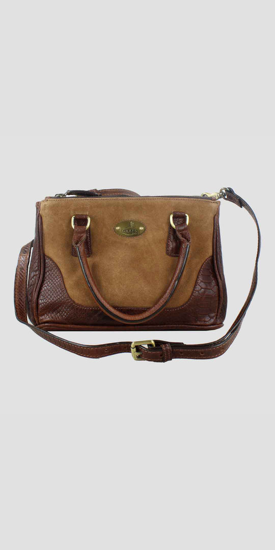 Jodie Handbag in Croc Leather with Suede
