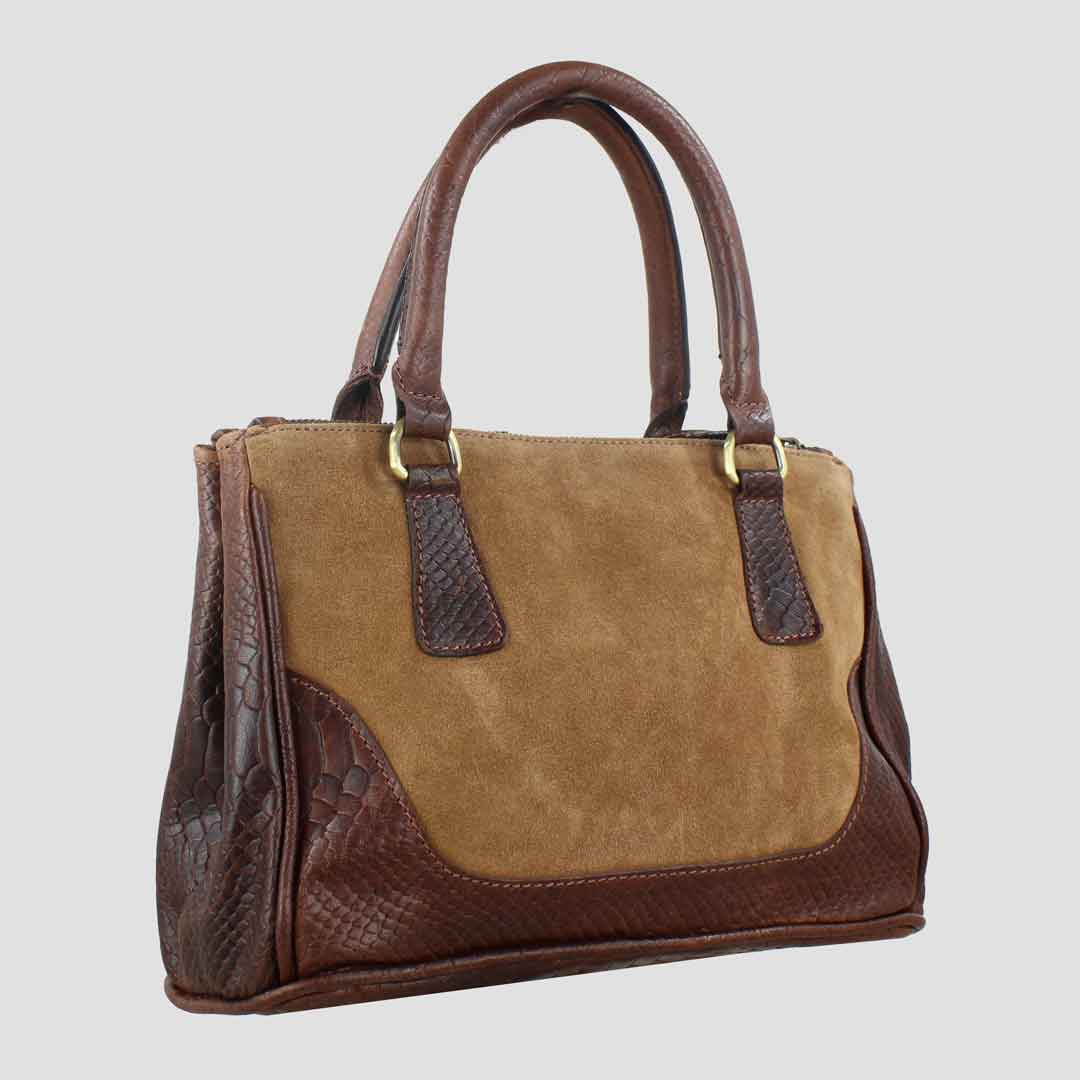 Jodie Handbag in Croc Leather with Suede