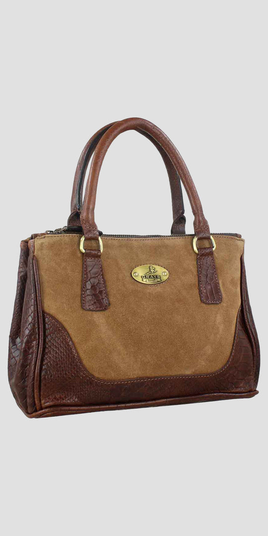 Jodie Handbag in Croc Leather with Suede