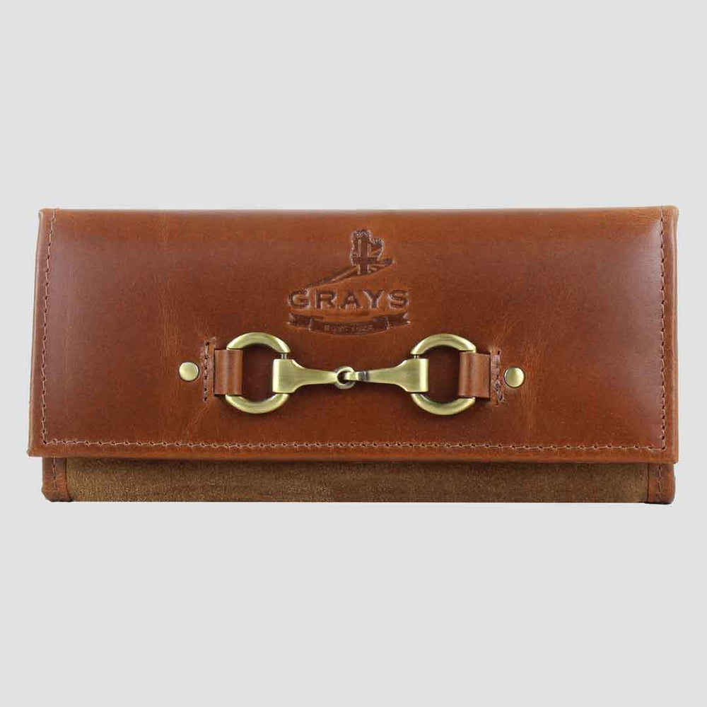 Lily Snaffle Purse in Dark Tan and Suede