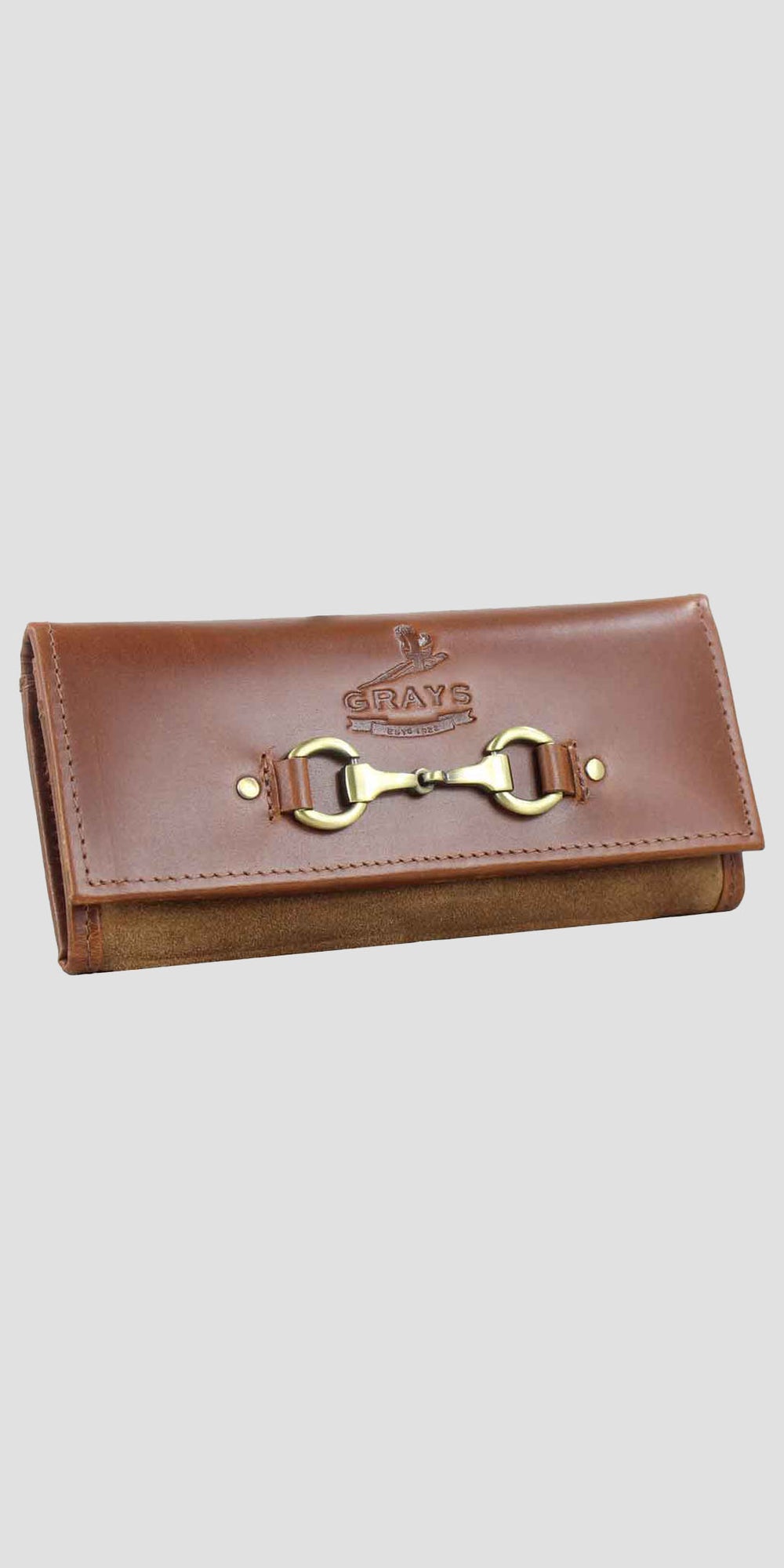 Lily Snaffle Purse in Dark Tan and Suede