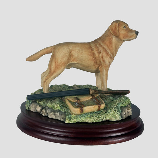 Labrador with Gun Standing in Yellow Border Fine Arts Dog Model