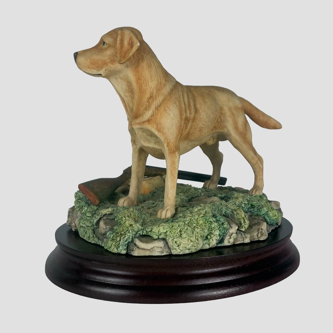 Labrador with Gun Standing in Yellow Border Fine Arts Dog Model