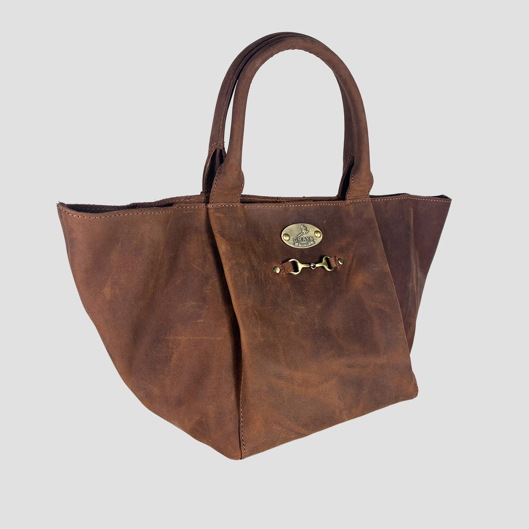 Olivia Midi Handbag in Hunter Leather with Snaffle Bit