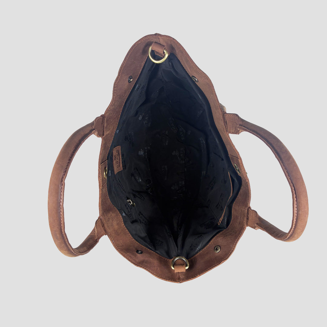 Olivia Midi Handbag in Hunter Leather with Snaffle Bit