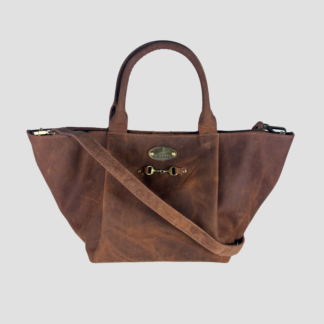 Olivia Midi Handbag in Hunter Leather with Snaffle Bit