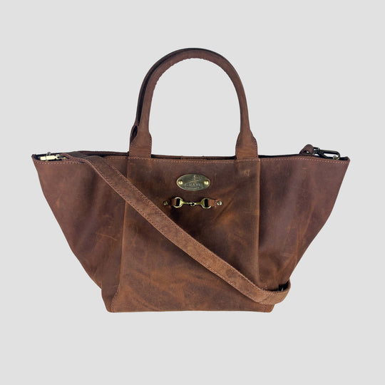 Olivia Midi Handbag in Hunter Leather with Snaffle Bit