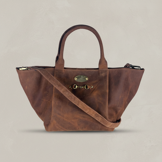 Olivia Midi Handbag in Hunter Leather with Snaffle Bit