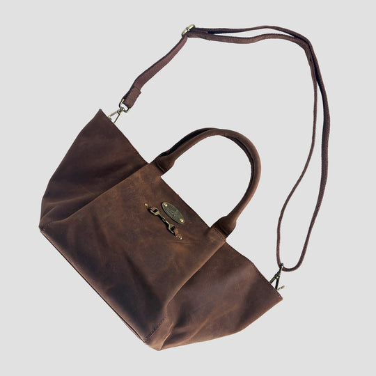 Olivia Midi Handbag in Hunter Leather with Snaffle Bit