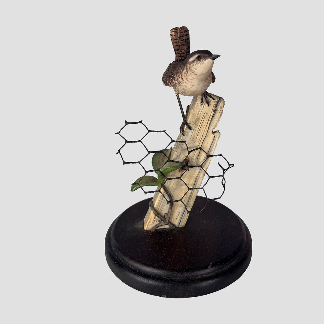 Wren on Post Border Fine Arts Bird Figurine