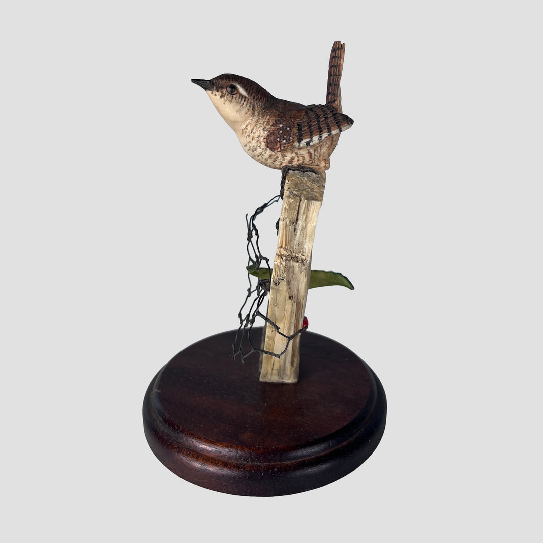 Wren on Post Border Fine Arts Bird Figurine
