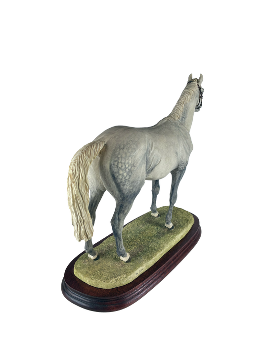 Thoroughbred Stallion Grey Standing Style Two Border Fine Arts Model by Anne Wall