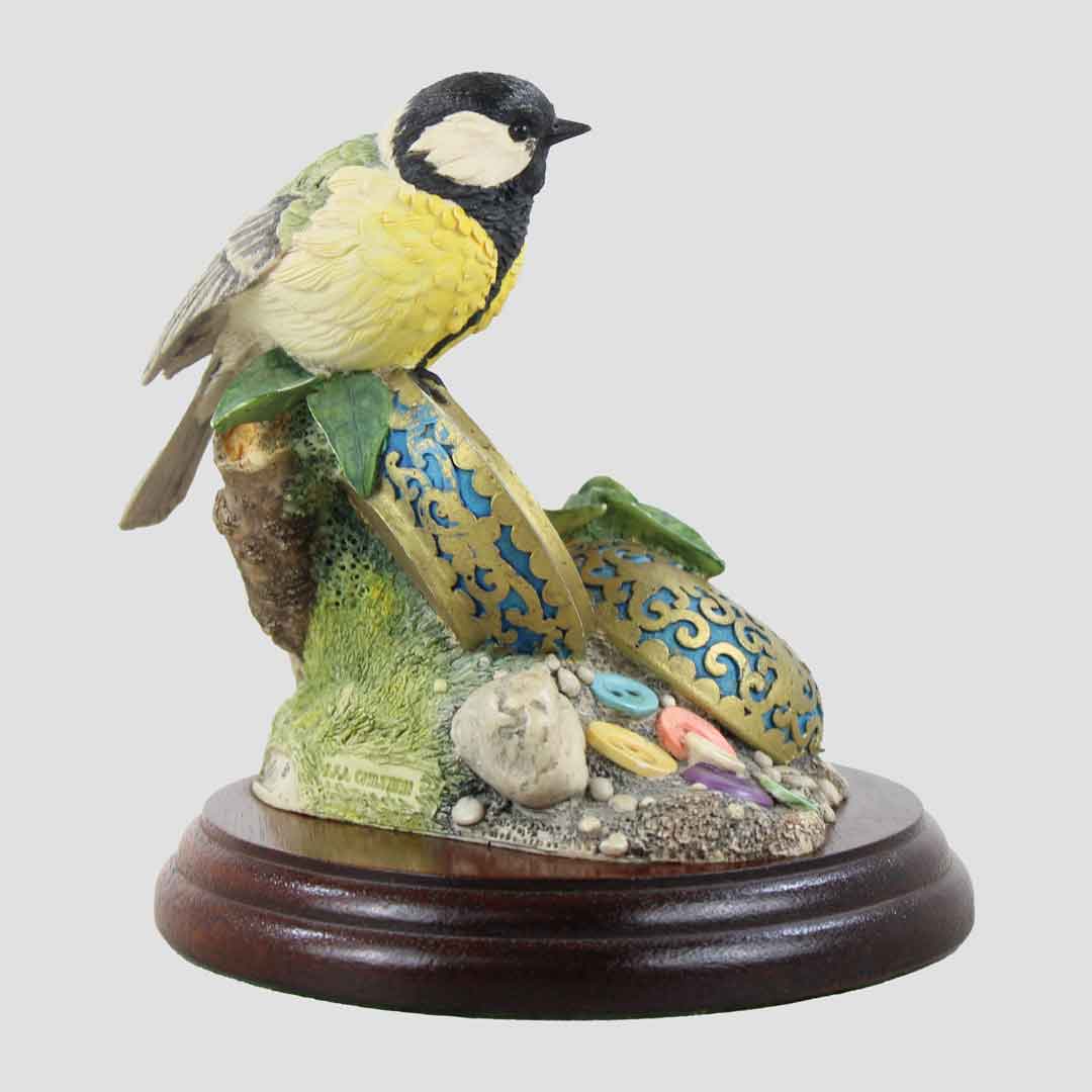 Great Tit On Button Box Border Fine Arts Birds