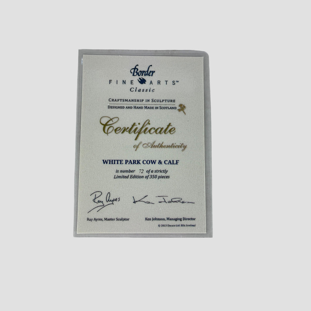 White Park Cow and Calf Border Fine Arts Cattle Model Limited Edition