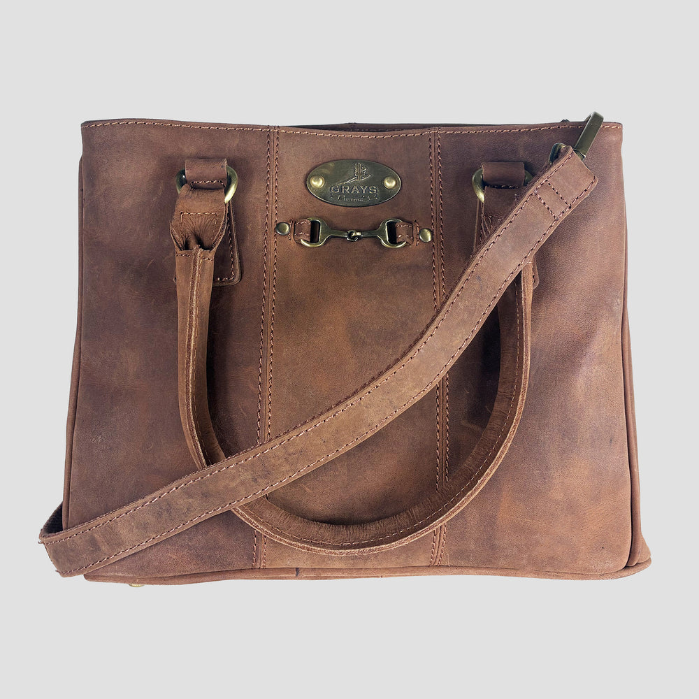 Winnie Midi Handbag in Hunter Leather With Snaffle Bit