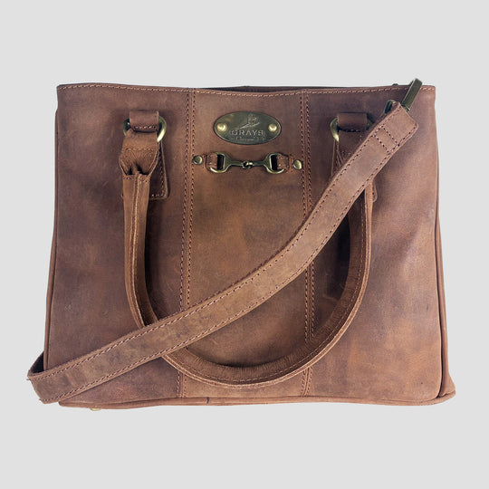 Winnie Midi Handbag in Hunter Leather With Snaffle Bit