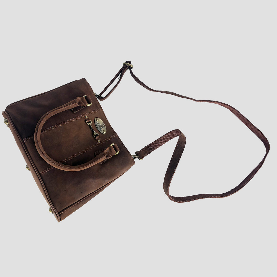 Winnie Midi Handbag in Hunter Leather With Snaffle Bit