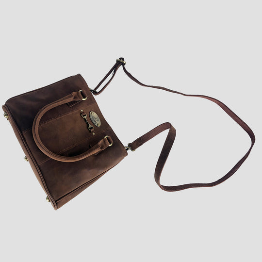 Winnie Midi Handbag in Hunter Leather With Snaffle Bit