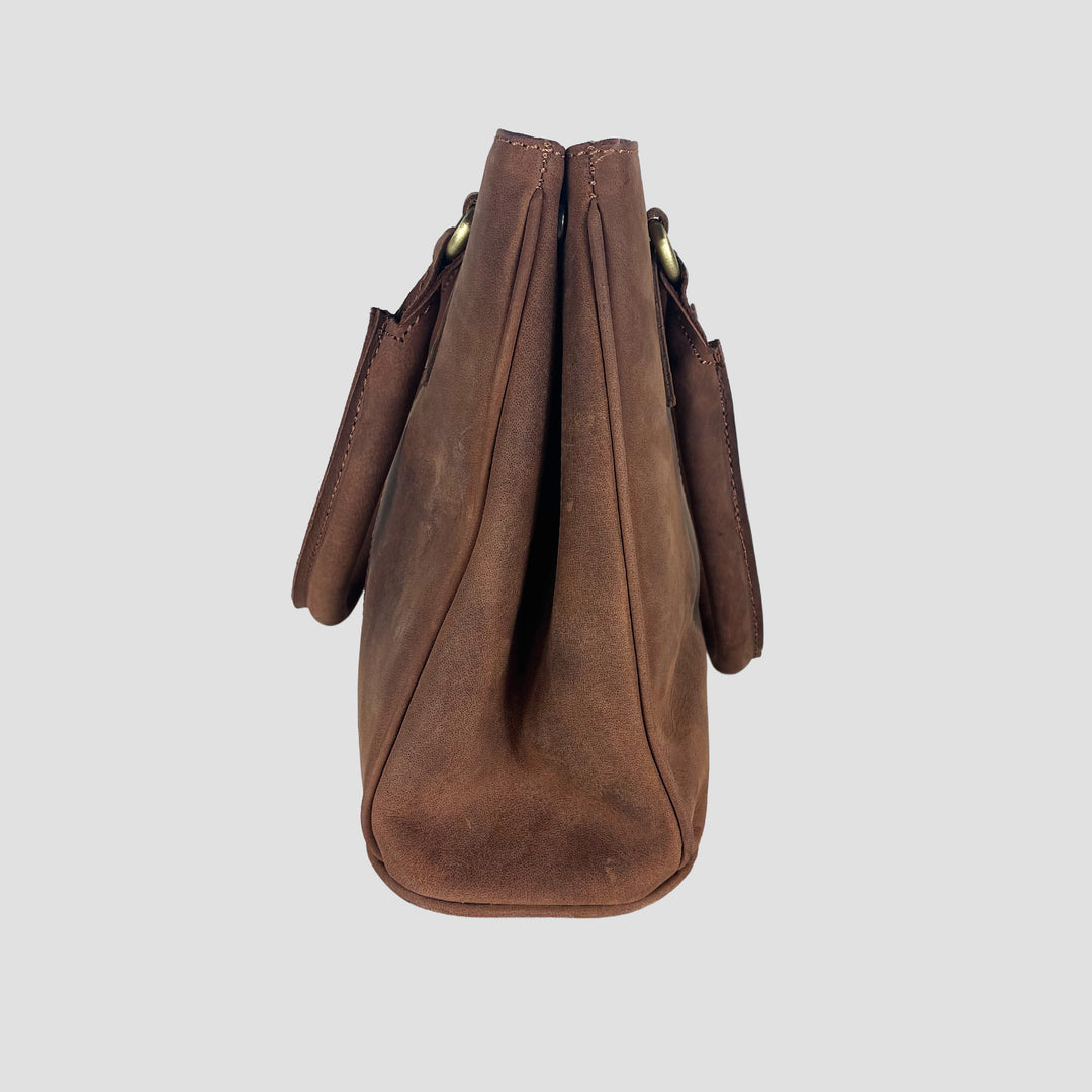 Winnie Midi Handbag in Hunter Leather With Snaffle Bit