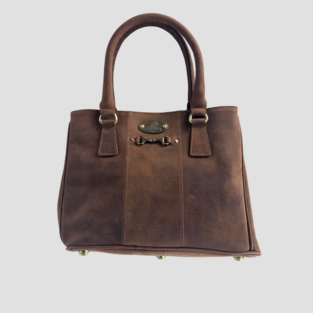 Winnie Midi Handbag in Hunter Leather With Snaffle Bit