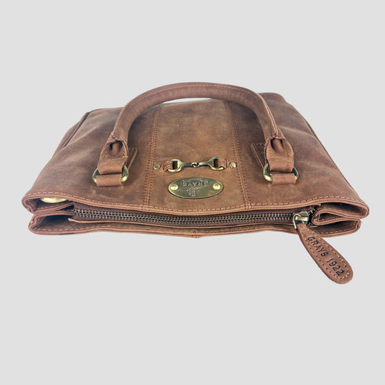 Winnie Midi Handbag in Hunter Leather With Snaffle Bit
