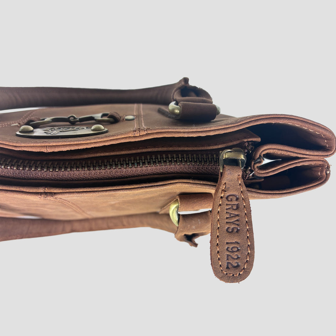 Winnie Midi Handbag in Hunter Leather With Snaffle Bit