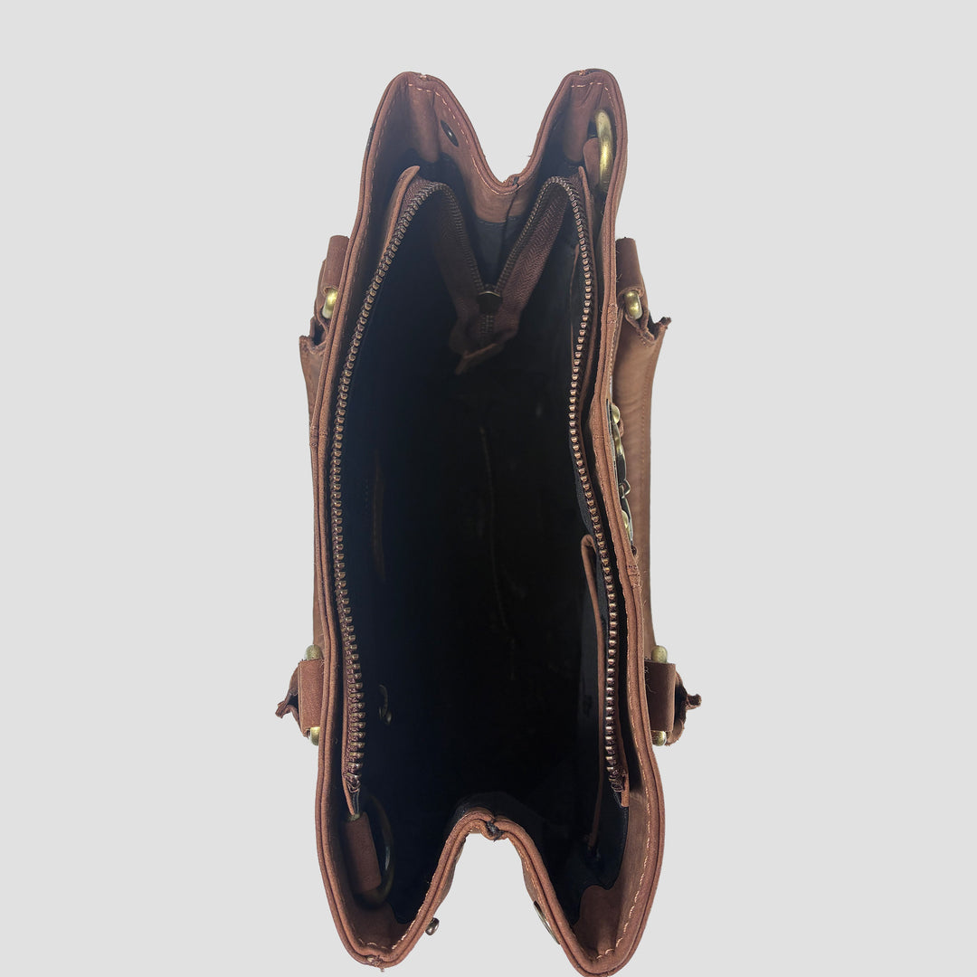 Winnie Midi Handbag in Hunter Leather With Snaffle Bit