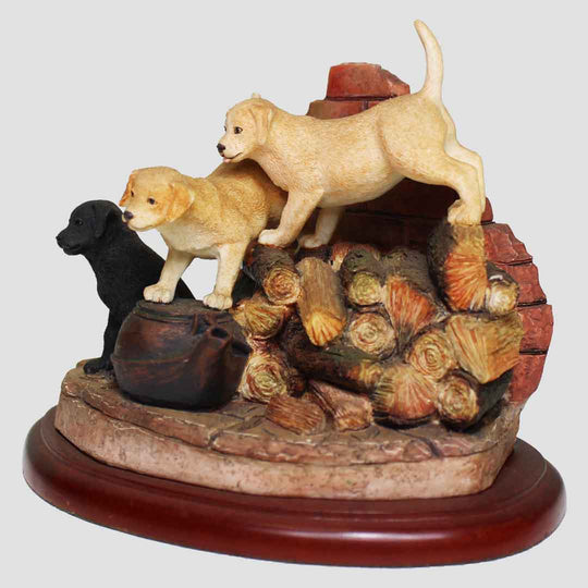 On The Farm - Cute Pups Border Fine Arts