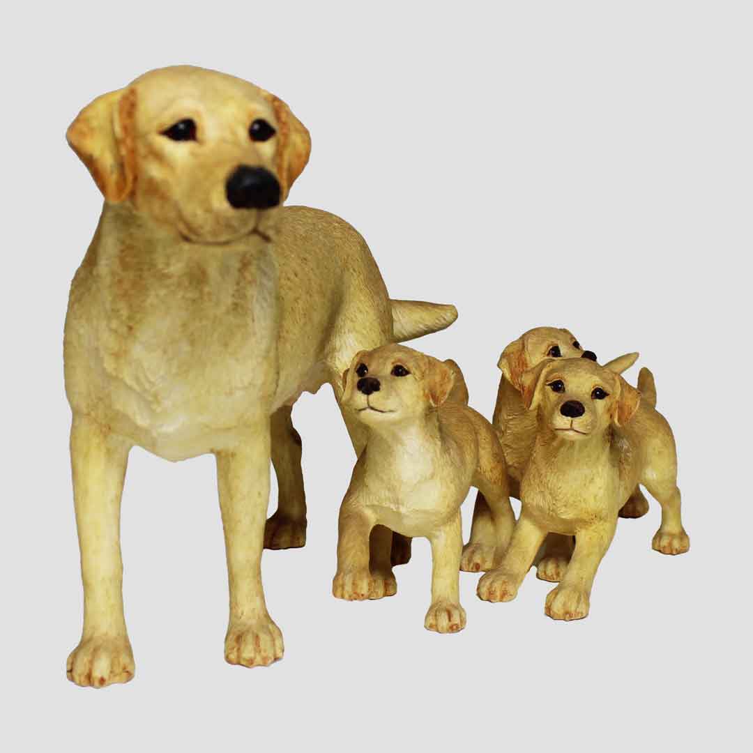 Labrador and Three Pups Border Fine Arts