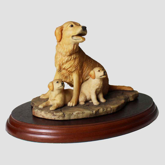 Golden Retriever and Pups Border Fine Arts