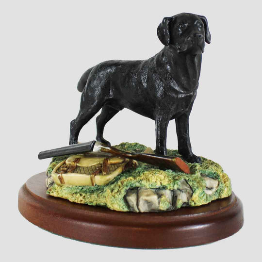 Labrador with Gun (Black) Border Fine Arts