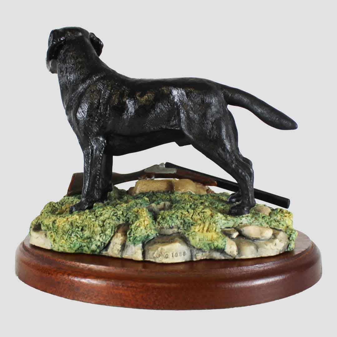 Labrador with Gun (Black) Border Fine Arts