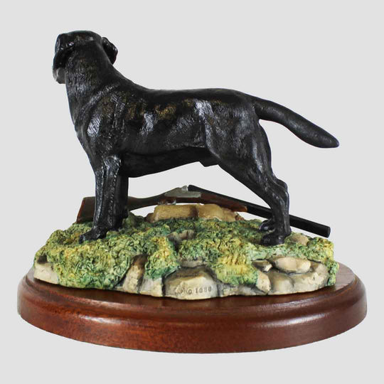 Labrador with Gun (Black) Border Fine Arts