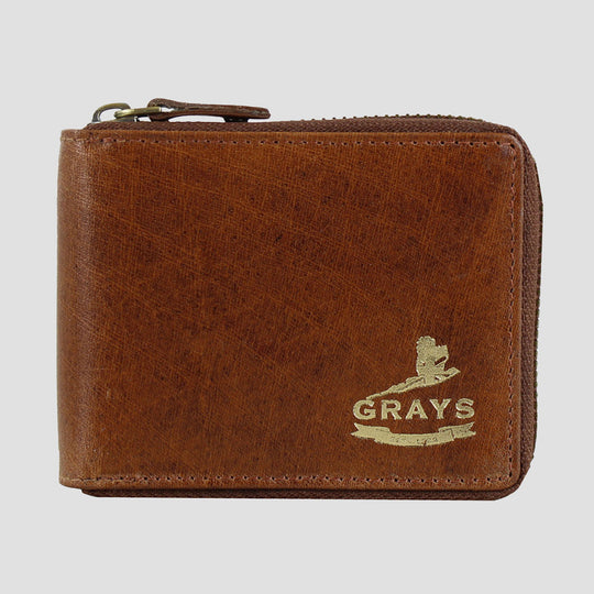 Barrington Leather Round Zip Wallet Tan